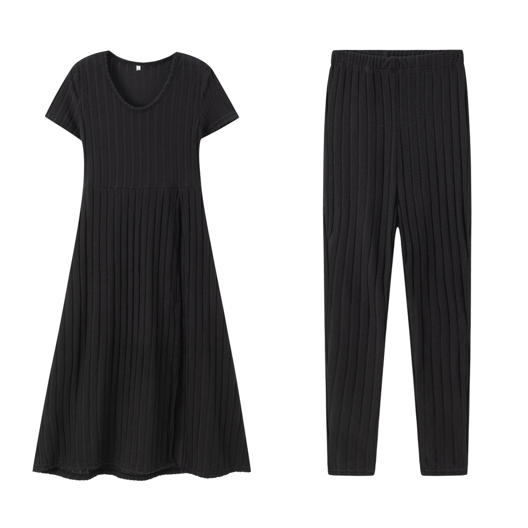 Dame Rib Maxi Kjole og Leggings Sæt Stilla