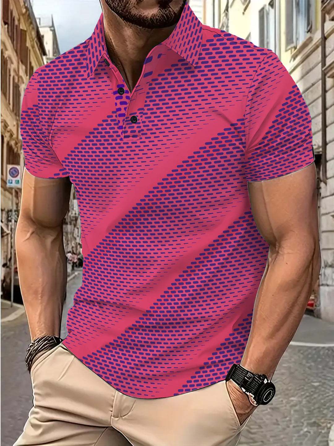 Herrer Poloshirt med moderne grafisk tryk Stilla