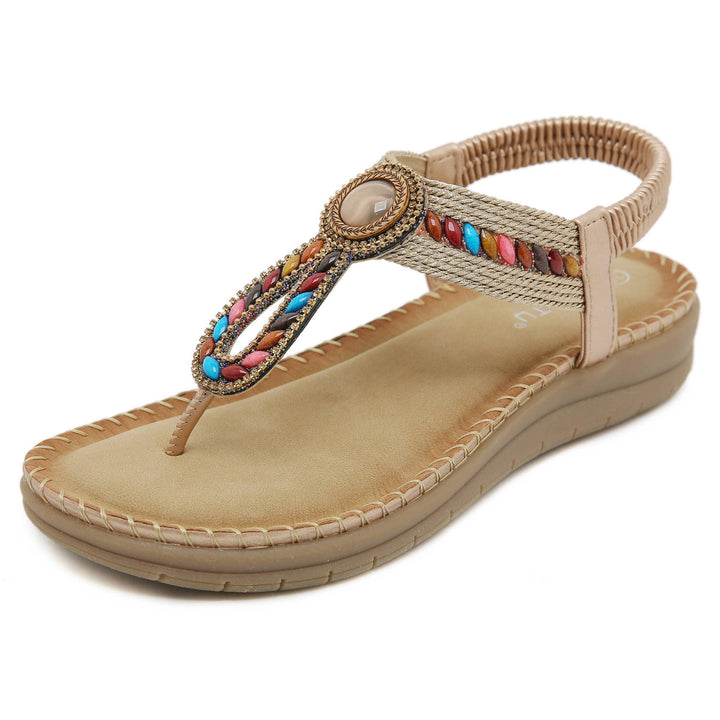 Dame flip-flops med farverige sten detaljer og komfortabel sål Stilla