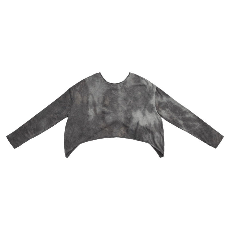 Dame afslappet cropped sweater i batikdesign Stilla