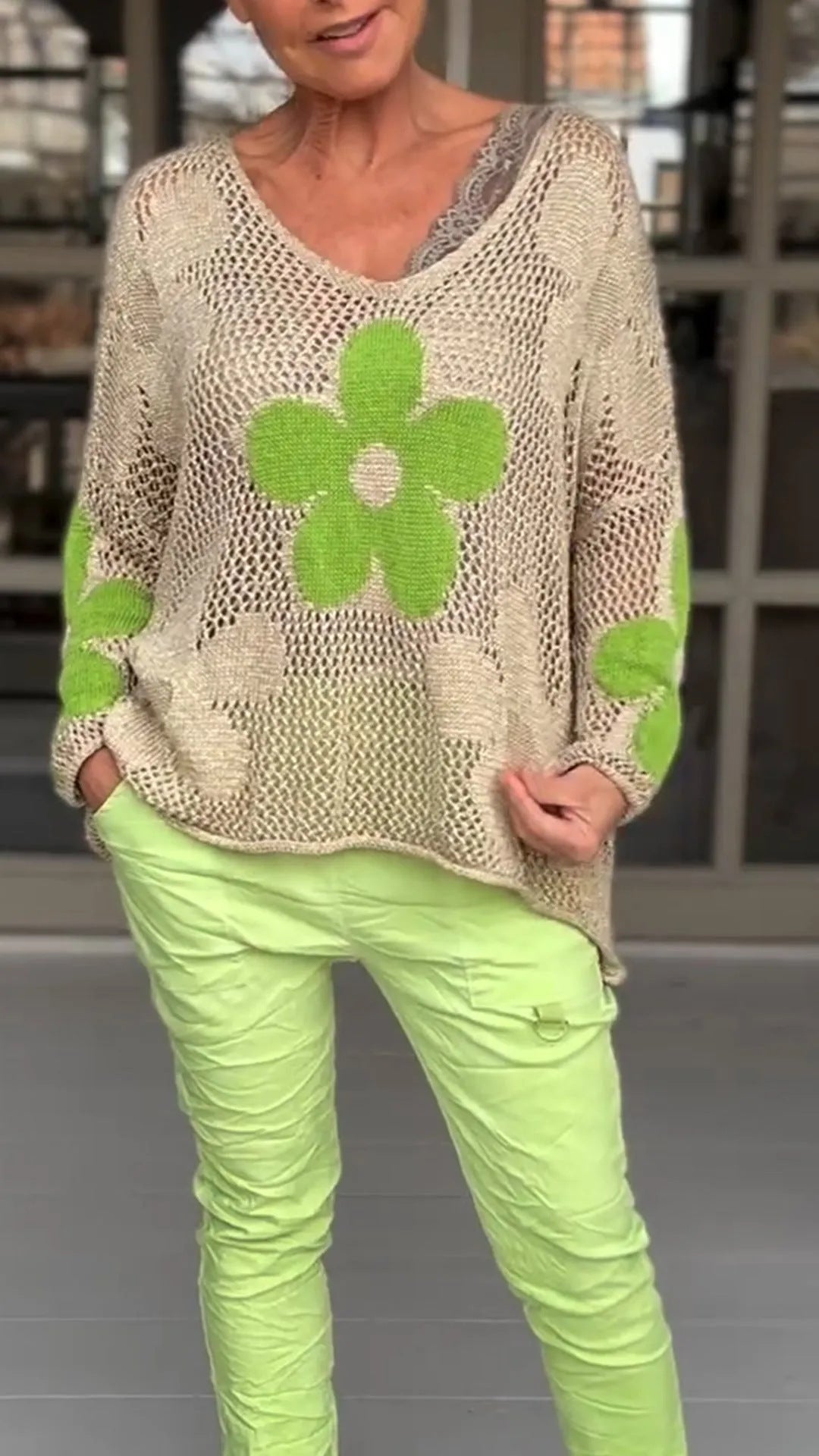 Femme Floral Hækletrøje Stilla