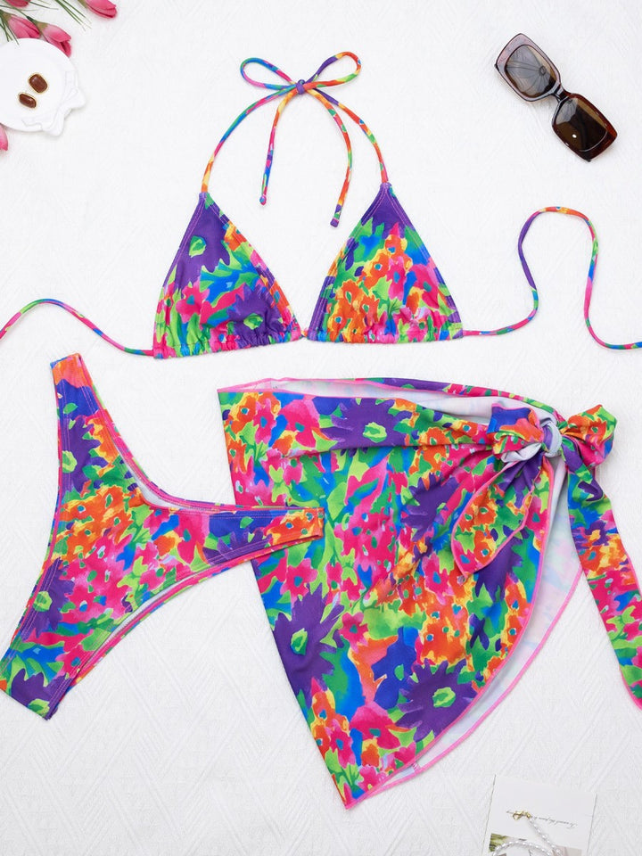 Dame bikini-top med justerbare stropper og farverigt mønster Stilla