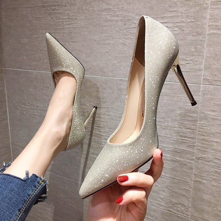 Dame Funklende Stiletto-hæle med Elegant Spids Tå-design Stilla