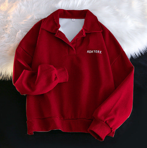 Femme Cropet Polo Sweatshirt med broderet detalje Stilla