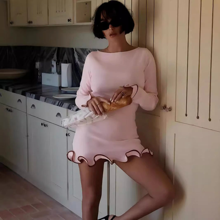 Dame afslappet minikjole med elegante flæsedetaljer Stilla