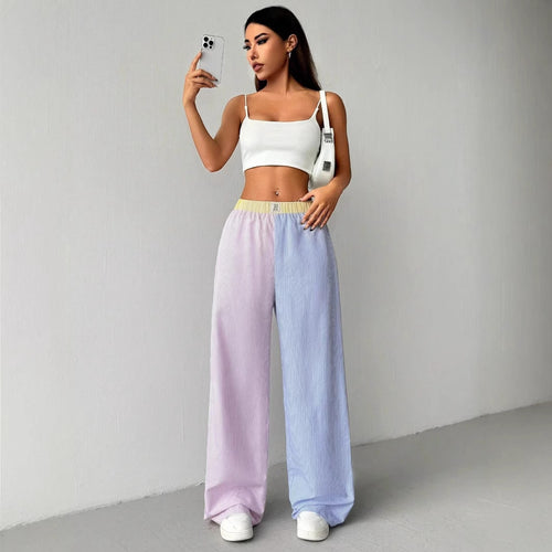Dame brede Sweatpants med stribet design og elastisk talje Skovae