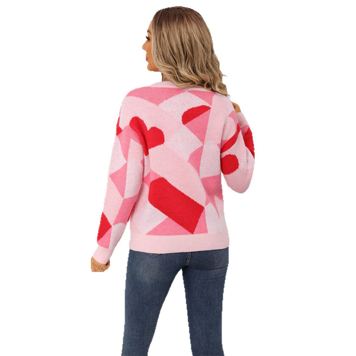 Damer fashionable sweater i kreativt geometrisk mønster Stilla