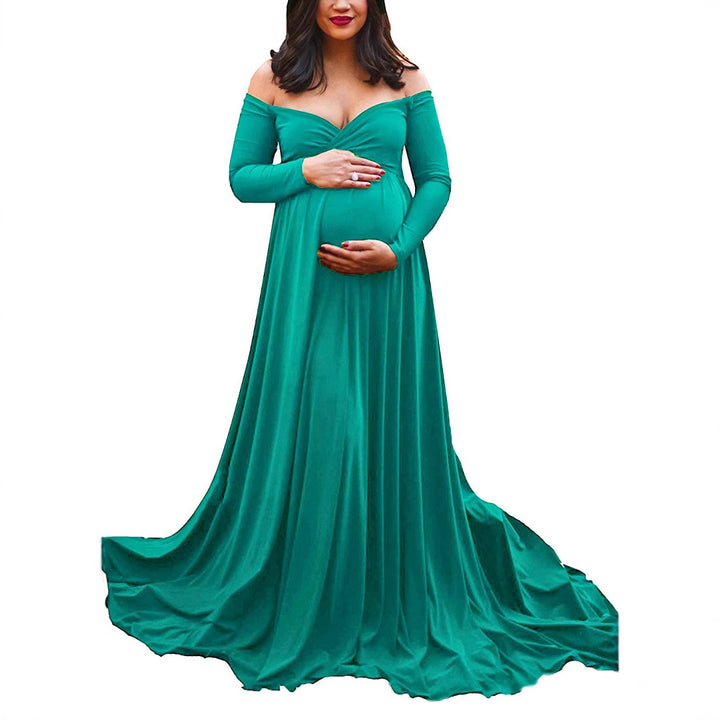 Kvinder Off-Shoulder Graviditet Flydende Kjole Stilla