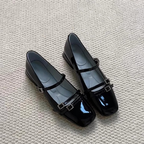 Damer Elegante Kvadrat Tå Mary Jane Ballerinas med dekorativ spænde Stilla