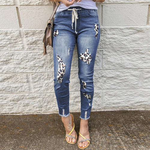 Fru Revnet Leopard-Print Denim Jogger Stilla