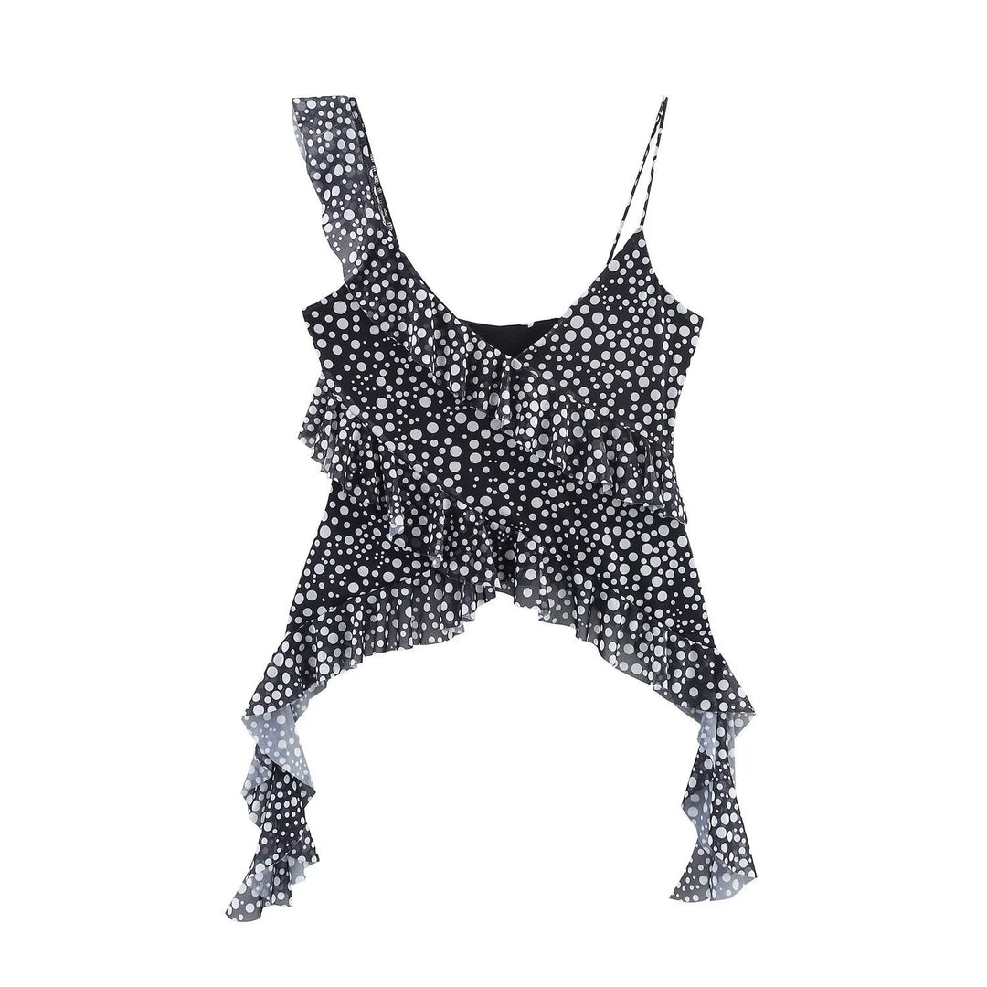 Femme Asymmetrisk Rynke-Leopardmønster-Top Stilla