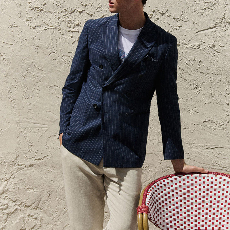 Herrer elegant stribet blazer i dobbelt snit Stilla