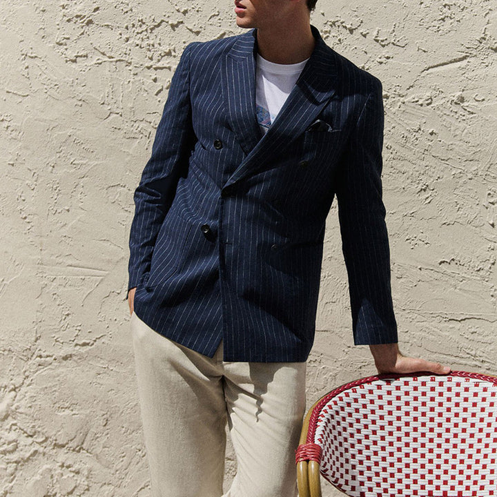Herrer elegant stribet blazer i dobbelt snit Stilla