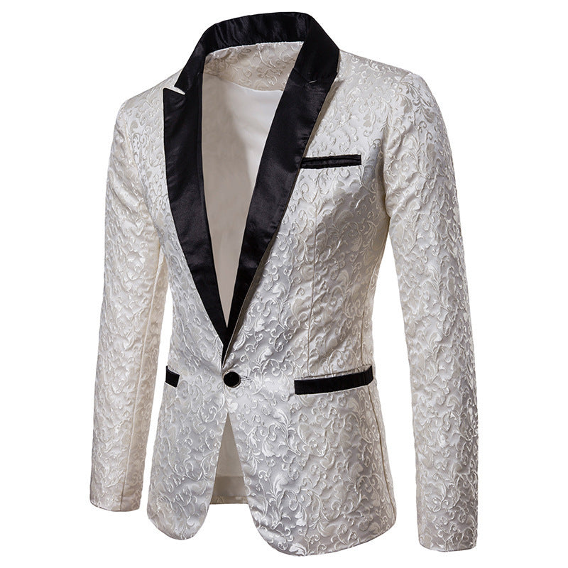 Herrer Elegant Blomstermønster Satin Blazer Stilla