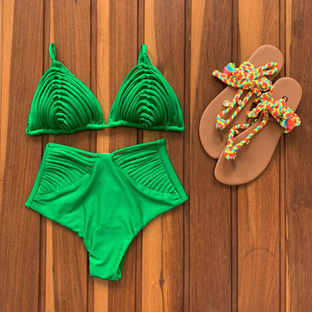 Dame Bikini-sæt med struktureret top og høj talje Stilla