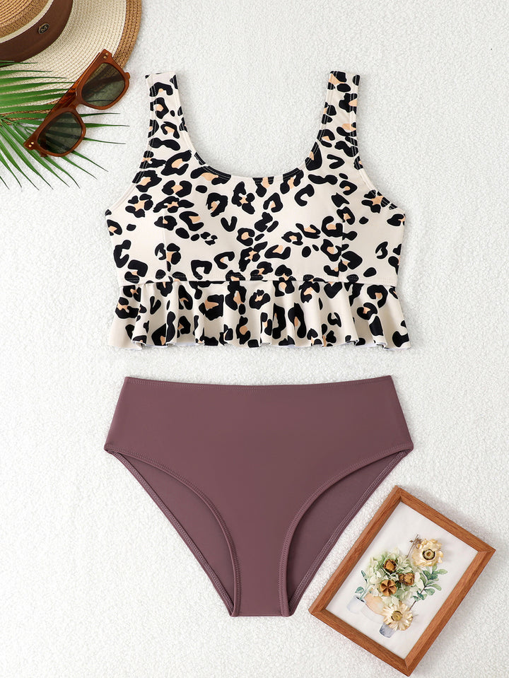 Dame Tankini-sæt med voluminøst ruffledesign og blomsterprint Stilla