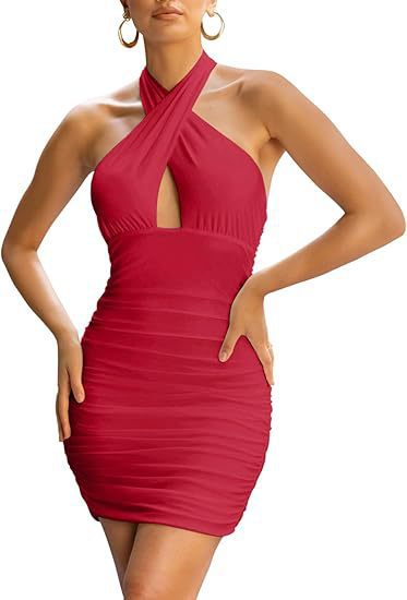 Damer Bodycon-kjole med raffineret indpakningsdesign og udskåret dekolleté Skovae