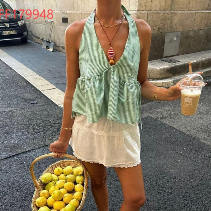 Femme Rüschen Peplum Halter Top Stilla