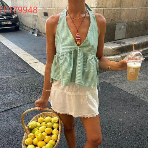 Femme Rüschen Peplum Halter Top Stilla