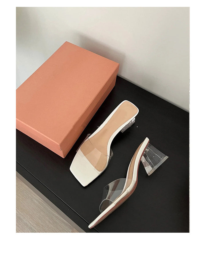 Damer Glamourøse Slingback Sandaler med transparent rem-design og stilfuld blokhæle Stilla