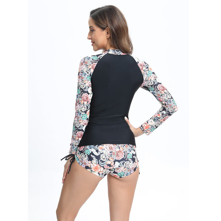 Dame UV-beskyttelse rashguard med tropisk farvedesign Skovae