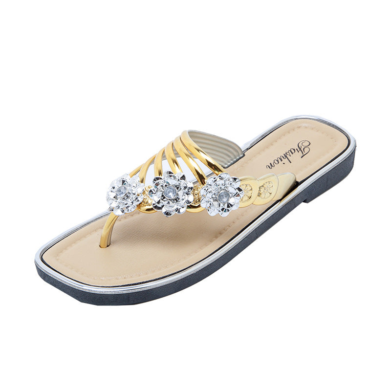 Damer Elegante Flip-Flops med modige blomsterdekorationer Stilla