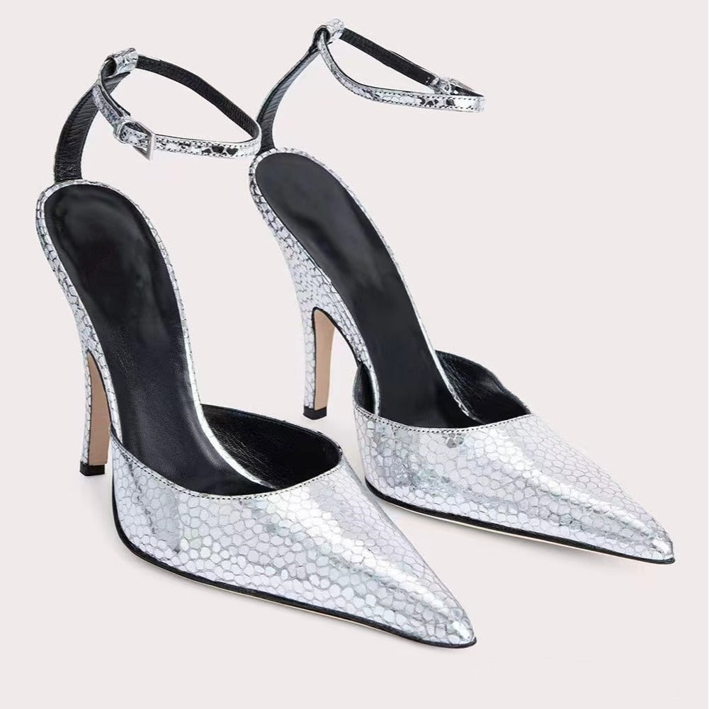 Femme Spidse Tå Slingback Hæl Mules Stilla