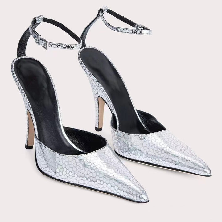 Femme Spidse Tå Slingback Hæl Mules Stilla