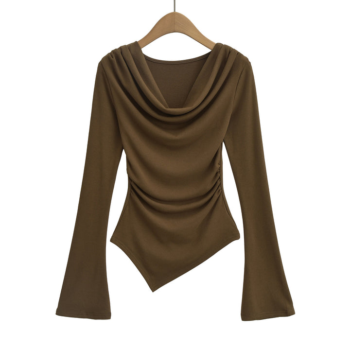 Dame asymmetrisk top med elegant indpakningsdesign og ekstravagante draperingseffekter Stilla