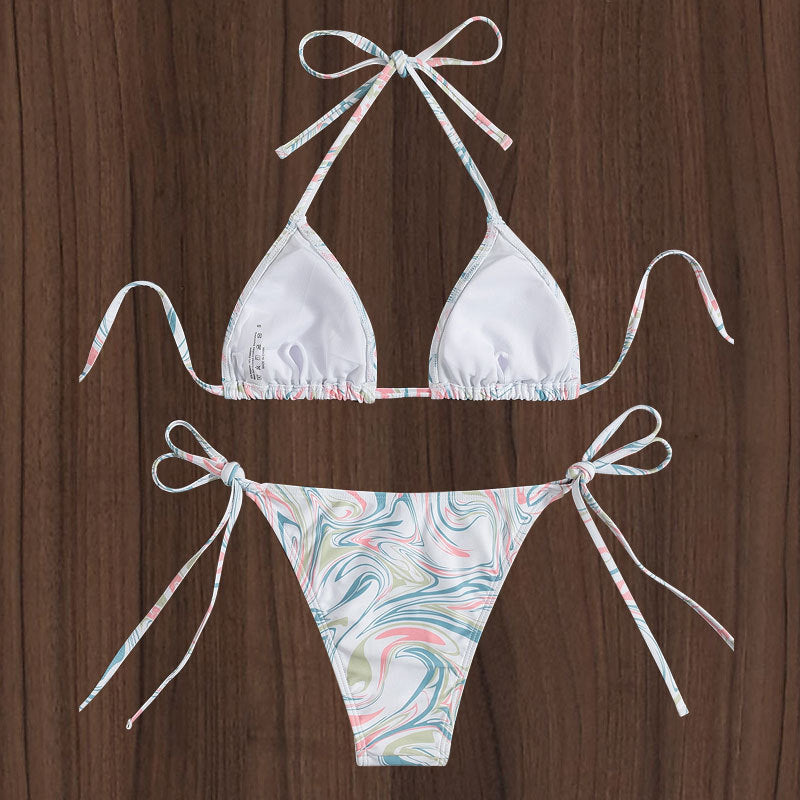 Dame Triangel-Bikini-sæt med legende vikledesign og løse bindebånd Stilla