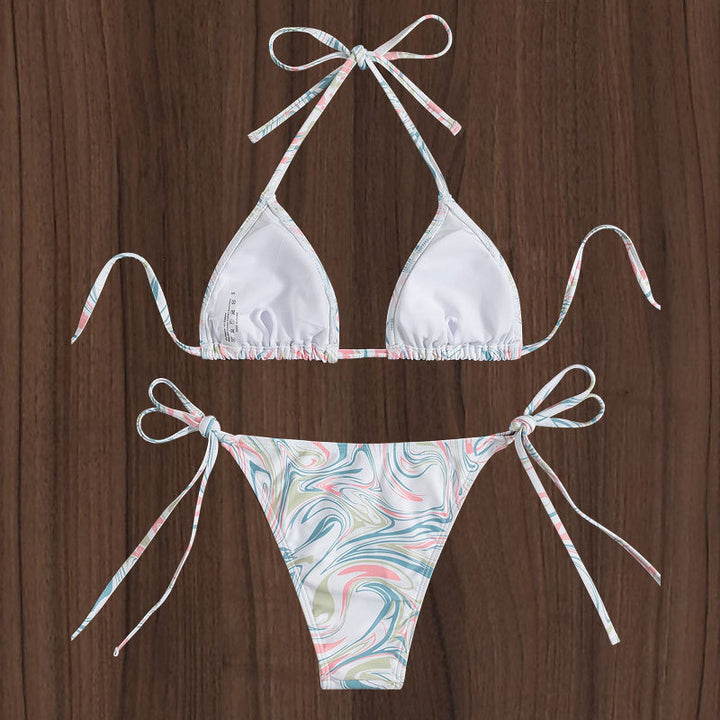 Dame Triangel-Bikini-sæt med legende vikledesign og løse bindebånd Stilla