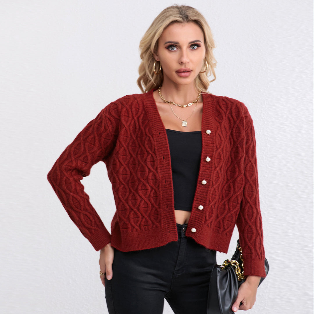 Femme Struktureret Strikcardigan med Dekorative Knapper Stilla