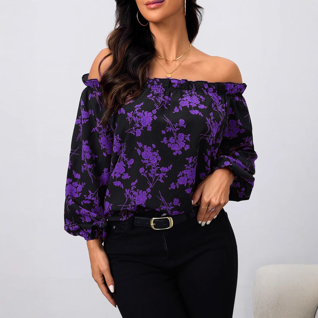 Dame Off-Shoulder Bluse med blomstret design og elastisk bånd Stiila