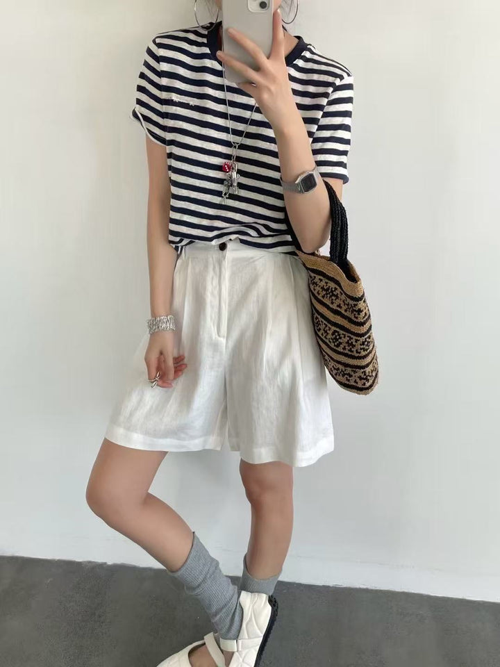 Dame Casual Stribet Bomulds-T-Shirt Stilla