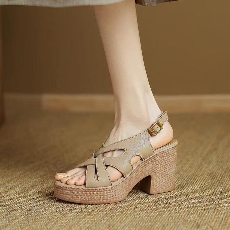 Femme Cross-Strap Comfort Højhælede Sandaler Stilla