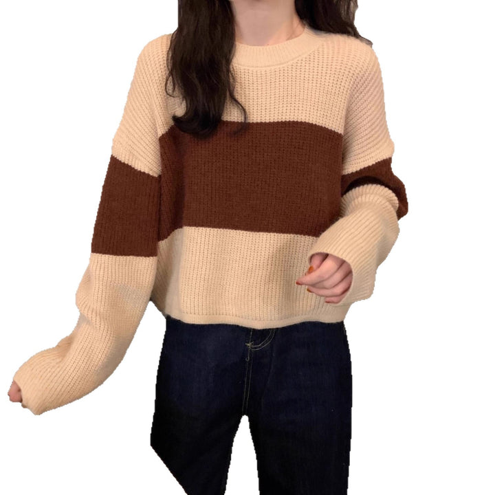 Kvindernes chunky striktrøje med moderne farveblok design Stilla