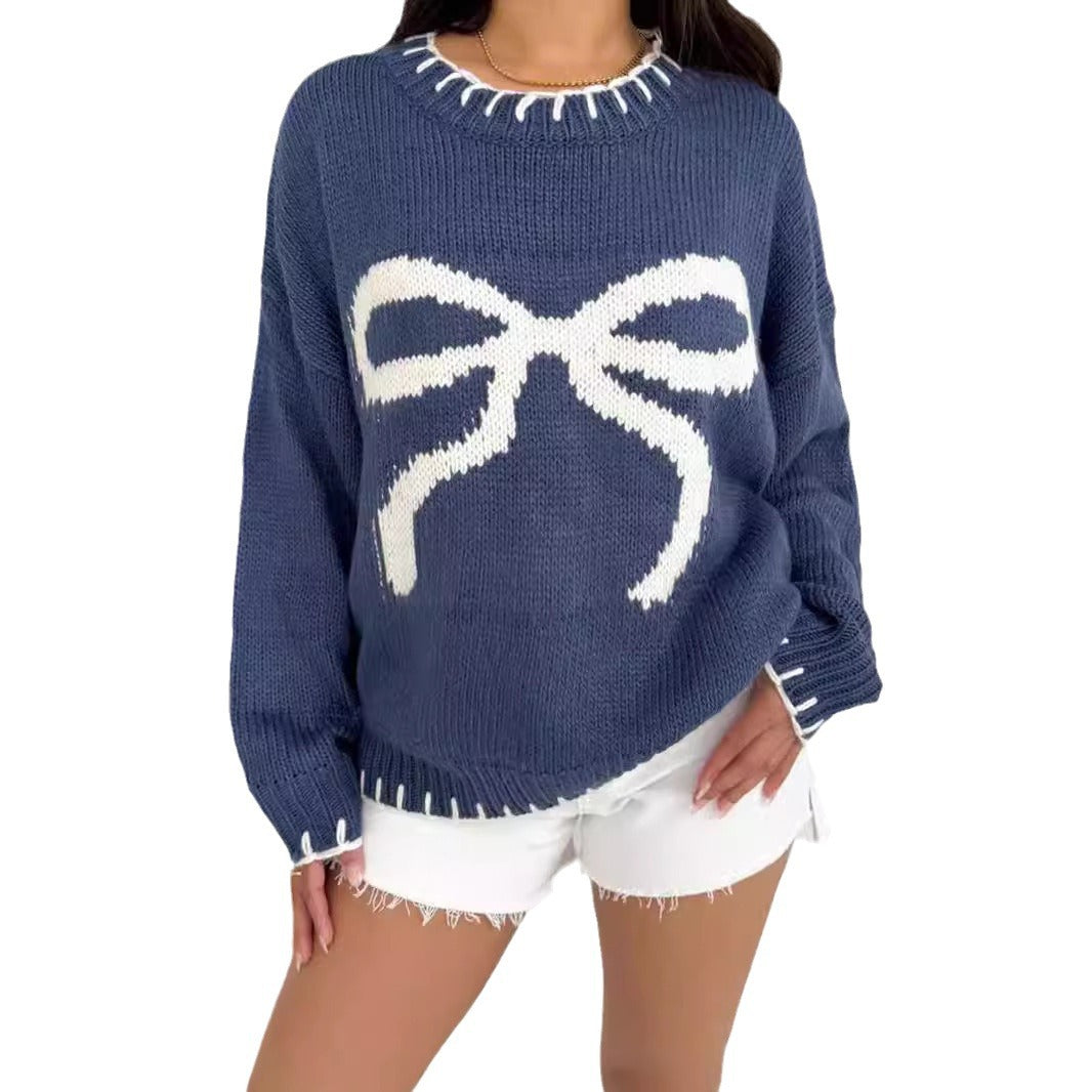 Dame casual sweater med legende bue motiv og iøjnefaldende detaljer Stilla