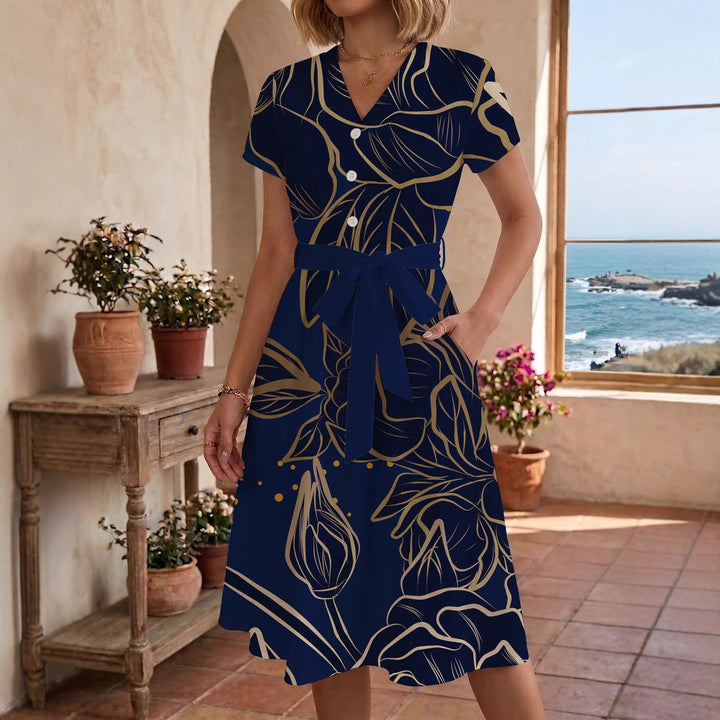 Dame Midi-kjole med blomstret design og behagelig pasform Skovae
