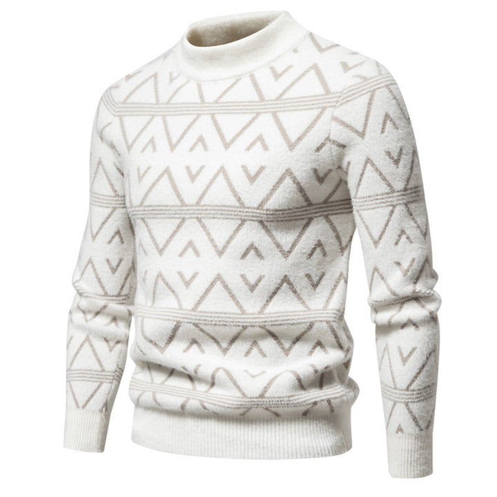 Herrer geometrisk mønstret ståkravepullover Stilla