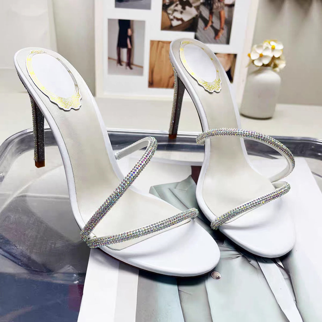 Femme Strass-besatte Riemchen High Heel Sandaler Stilla