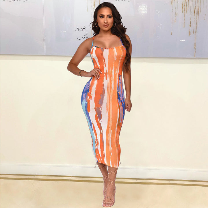 Dame Bodycon Kjole med abstrakt Print Stilla