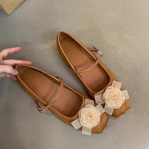 Damer floral dekorerede Mary Jane Ballerinas Stilla