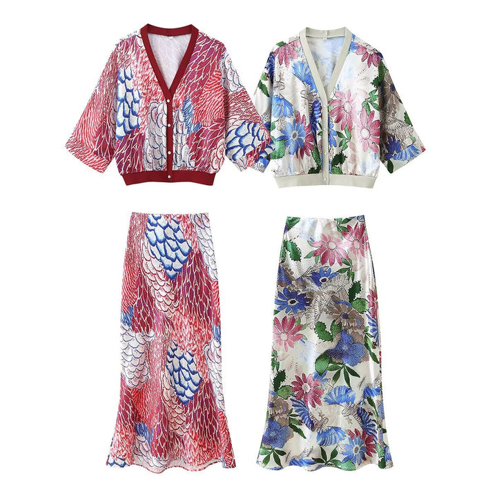 Femme To-Delt Kunstnerisk Tryk Ensemble Stilla