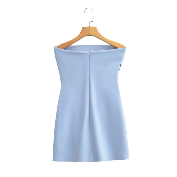 Dame Off-Shoulder Minikjole med krævende drapering Stilla