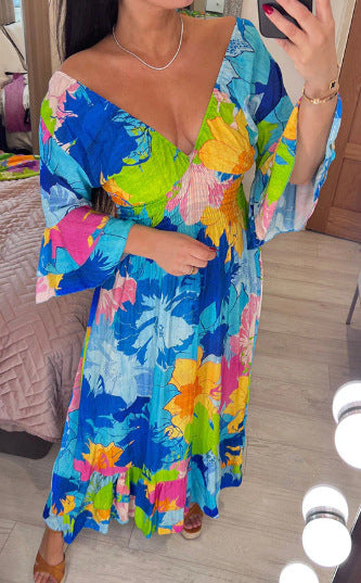 Stilla | Plus Size Fe V hals Blomsterkjole