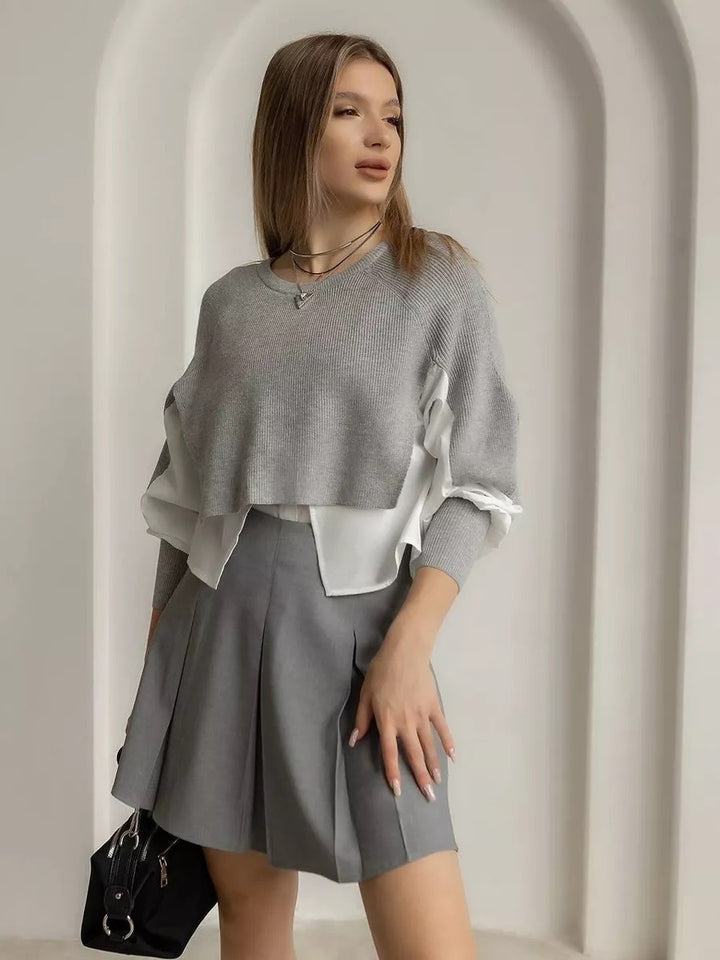 Femme Lagdelt Look Strikpullover med strukturerede detaljer Stilla