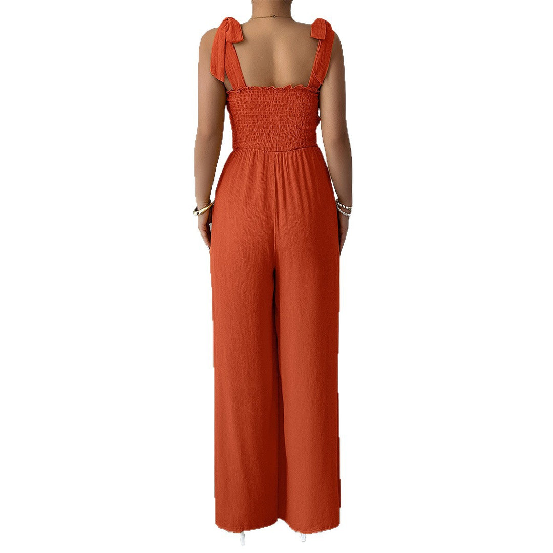 Dame Jumpsuit med ruchedetaljer og elastisk overdel Stilla