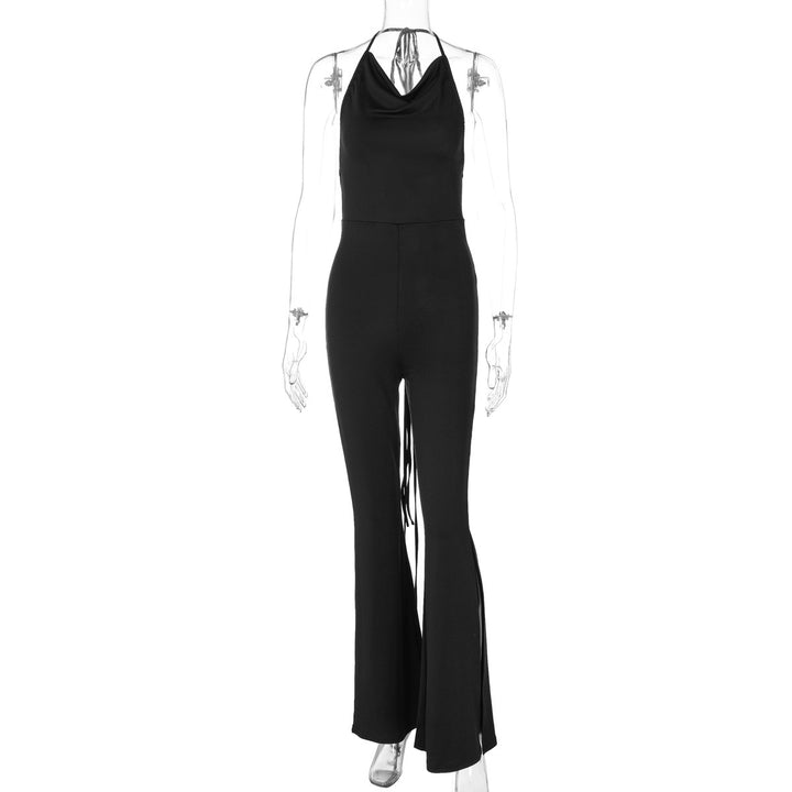 Dame elegant jumpsuit med dyb udskæring og lang ben Stilla