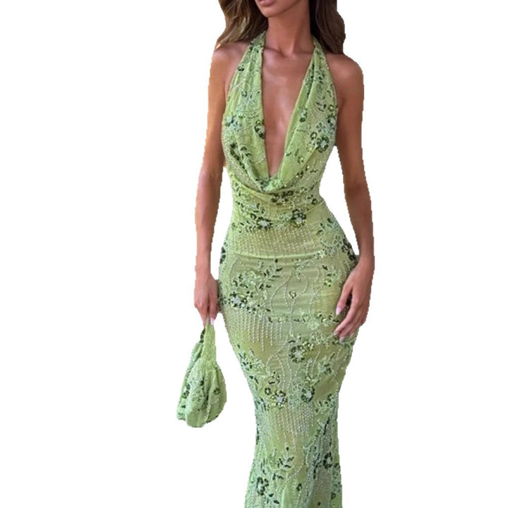 Dame elegant maxi kjoler med sofistikeret draperingsdesign og blomster mønster