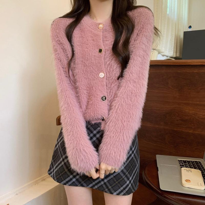 Femme Fluffy Knap-cardigan Stilla